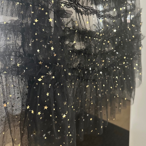 KATE HEWKO - Black & Gold Star Tiered Tulle Constellations Skirt - One Size - Picture 7 of 14